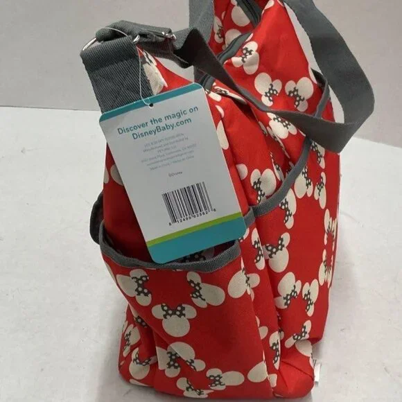 NWT Disney Baby Minnie Mouse Classic Carryall Red and White Diaper Bag Set - Picture 4 of 11